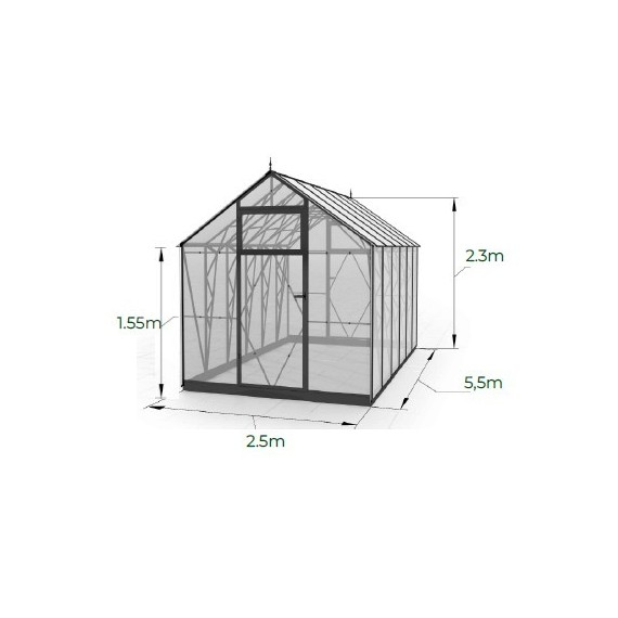 Gable roof greenhouses Ecoslider House Lux 2.5x5.5m