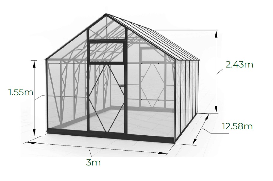 Ecoslider House gable roof greenhouse 3х12.58m W6 — изображение 2