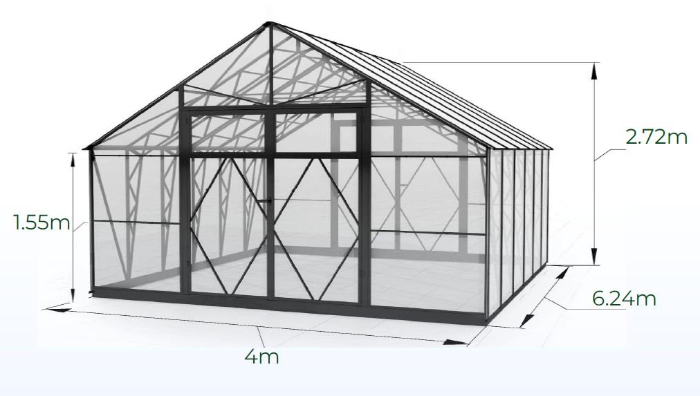 Ecoslider House Doble Door gable roof greenhouse 4x6.24m W3 — изображение 2