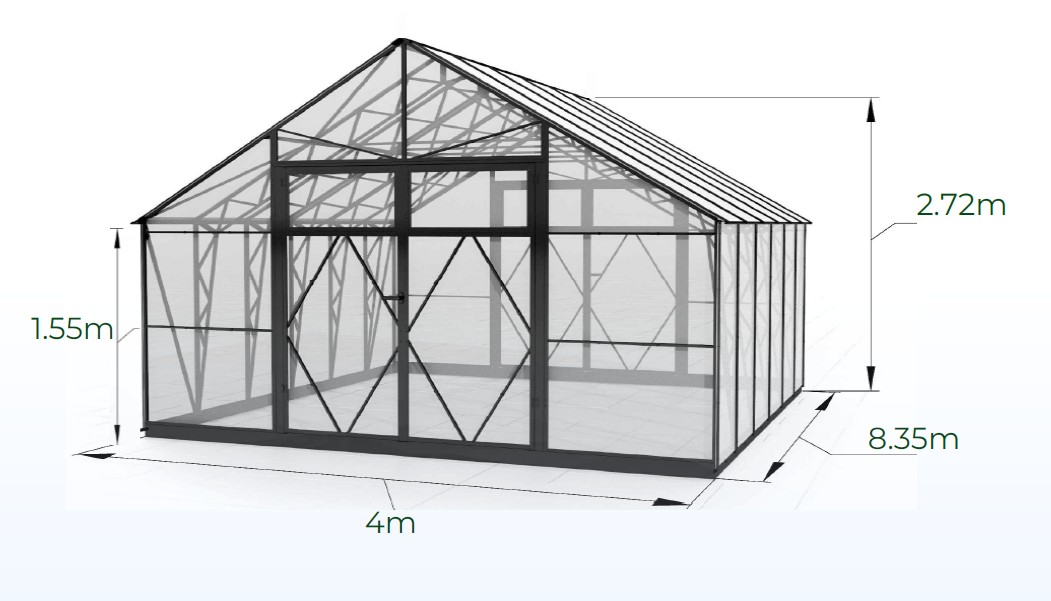 Ecoslider House Doble Door gable roof greenhouse 4х8.35m W4 — изображение 2