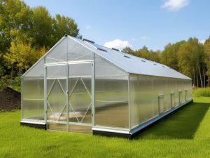 Ecoslider House Doble Door gable roof greenhouse 4х14.69m W7