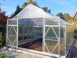 Ecoslider House Doble Door gable roof greenhouse 4х16.81m W8