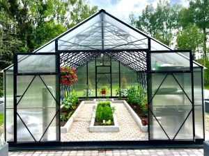 Ecoslider House Lux Doble Door gable roof greenhouse 4х18.1m W8