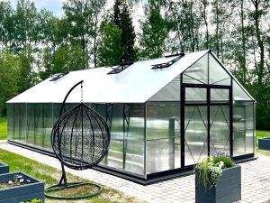 Ecoslider House Lux Doble Door gable roof greenhouse 4x6.9m W3