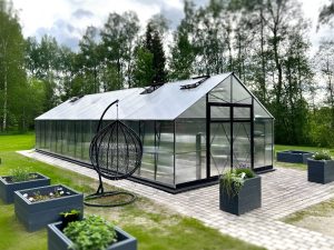Ecoslider House Lux Doble Door gable roof greenhouse 4x9.7m W5