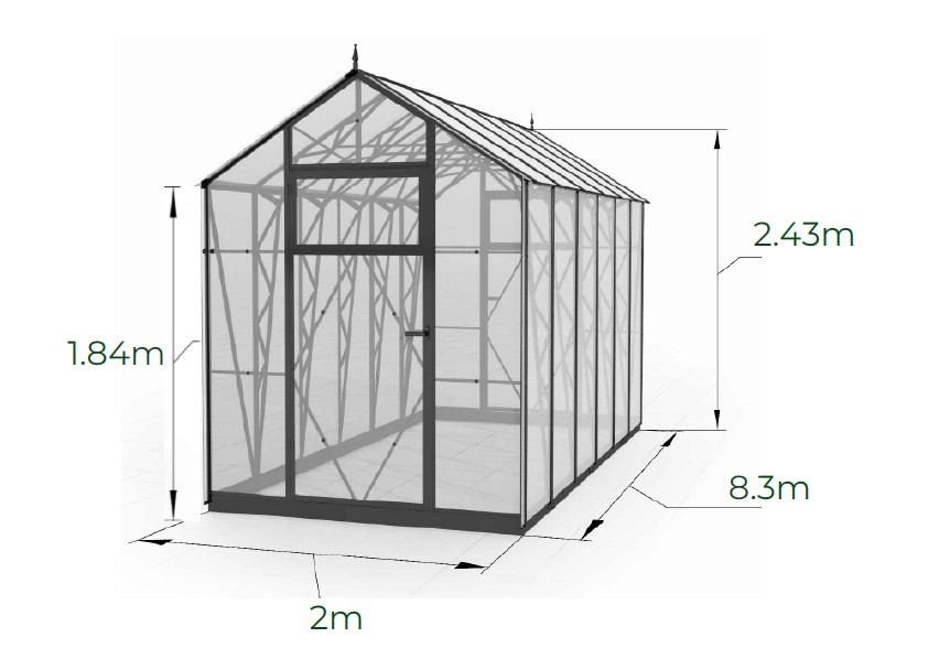 Ecoslider House Lux gable roof greenhouse 2х8.3m W4 — изображение 2