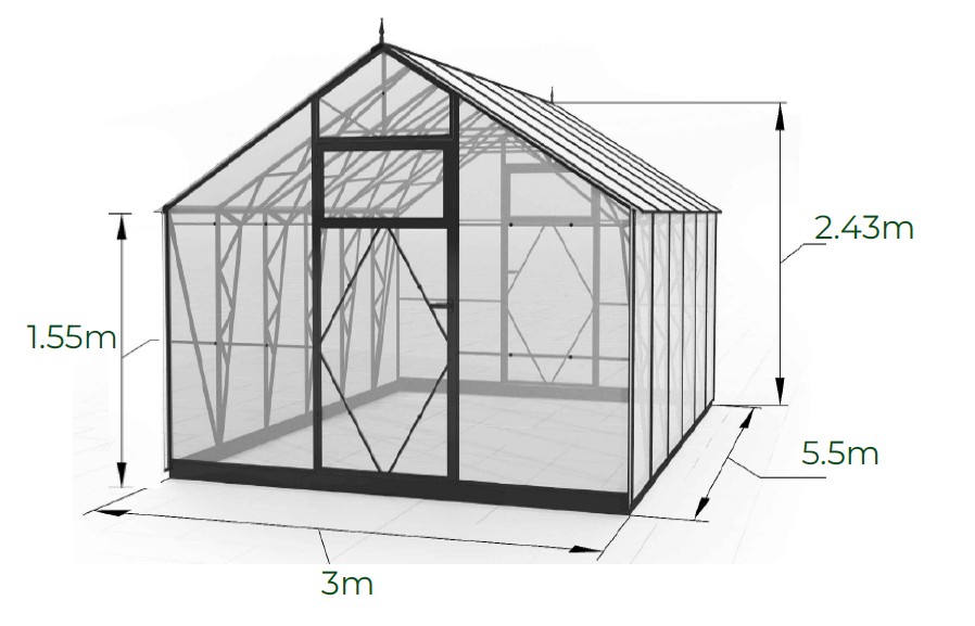 Ecoslider House Lux gable roof greenhouse 3х5.5m W2 — изображение 2